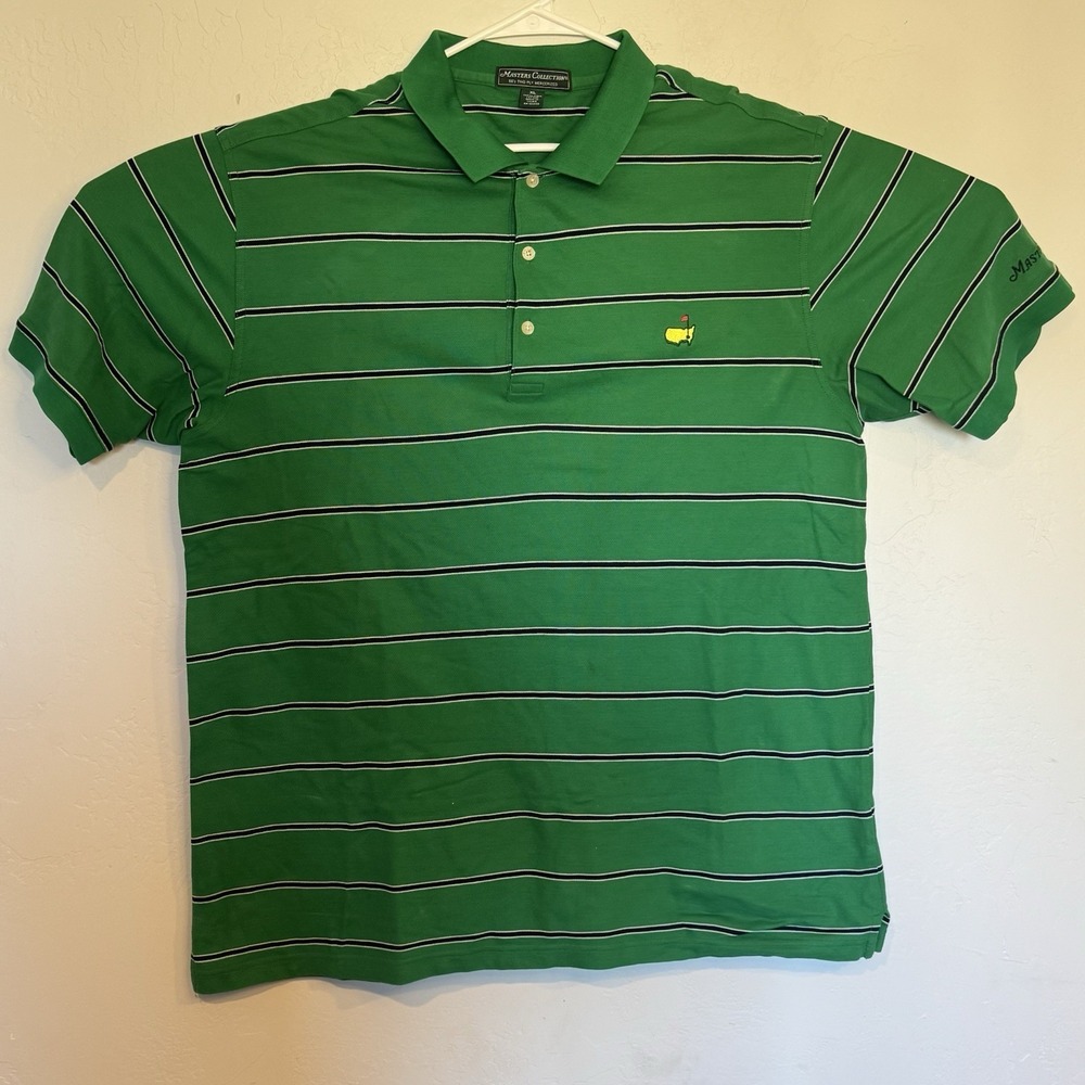 Masters Collection Green Stripe Golf Polo Shirt Pima Cotton Casual Sz XL